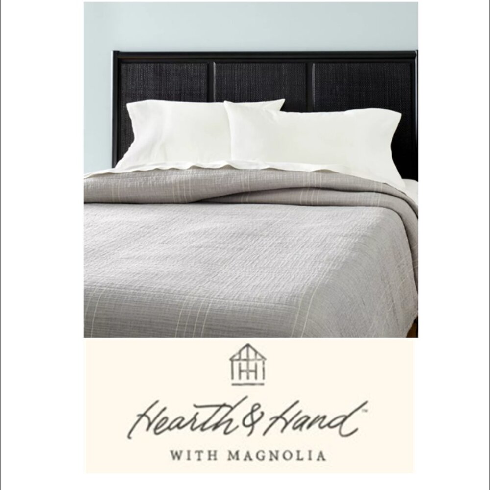HEARTH & HAND™ w/ MAGNOLIA (King)Matelassé Coverlet Gray - Blanket, Comforter
